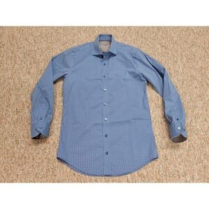 Twillory Shirt Mens 14.5 / 32 Blue Check Button Up Tailored Fit Performance